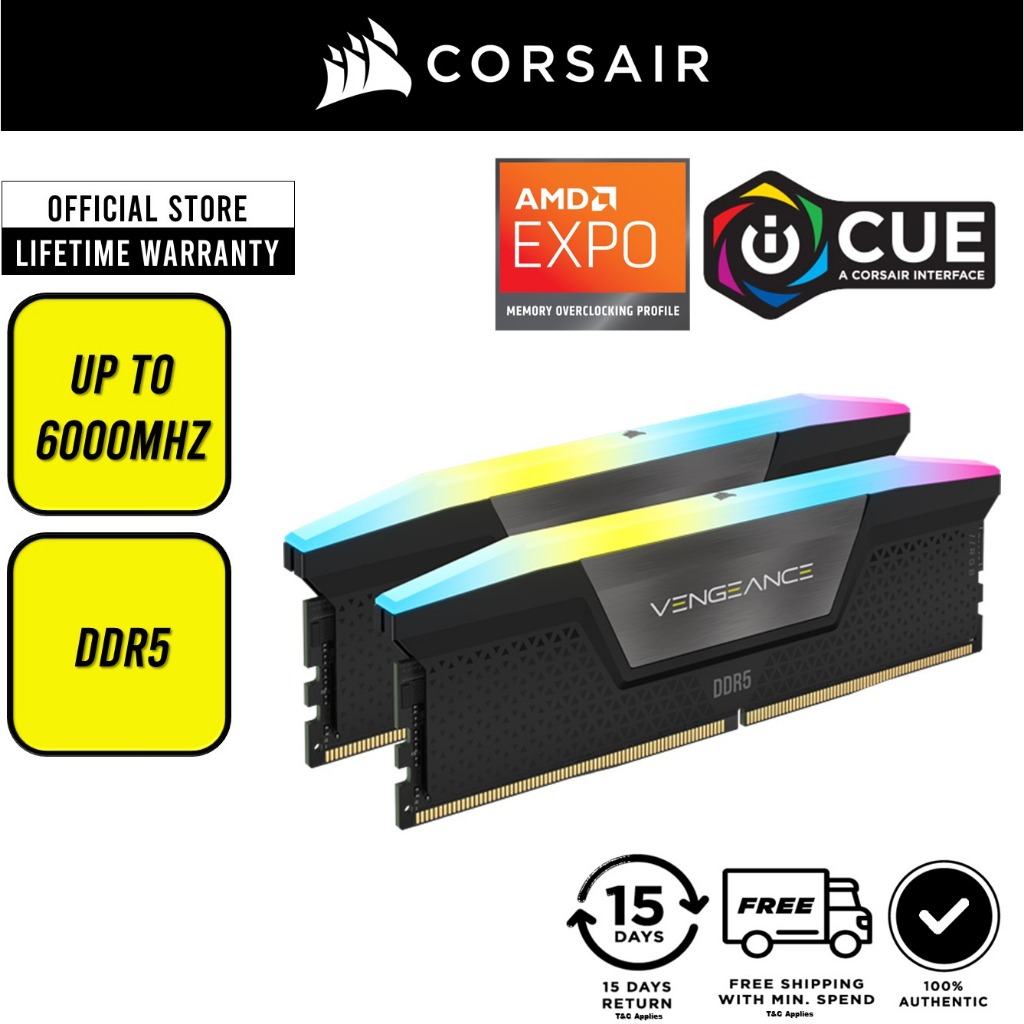 CORSAIR Vengeance RGB DDR5 AMD EXPO 32GB (16GBx2) / 64GB (32GBx2