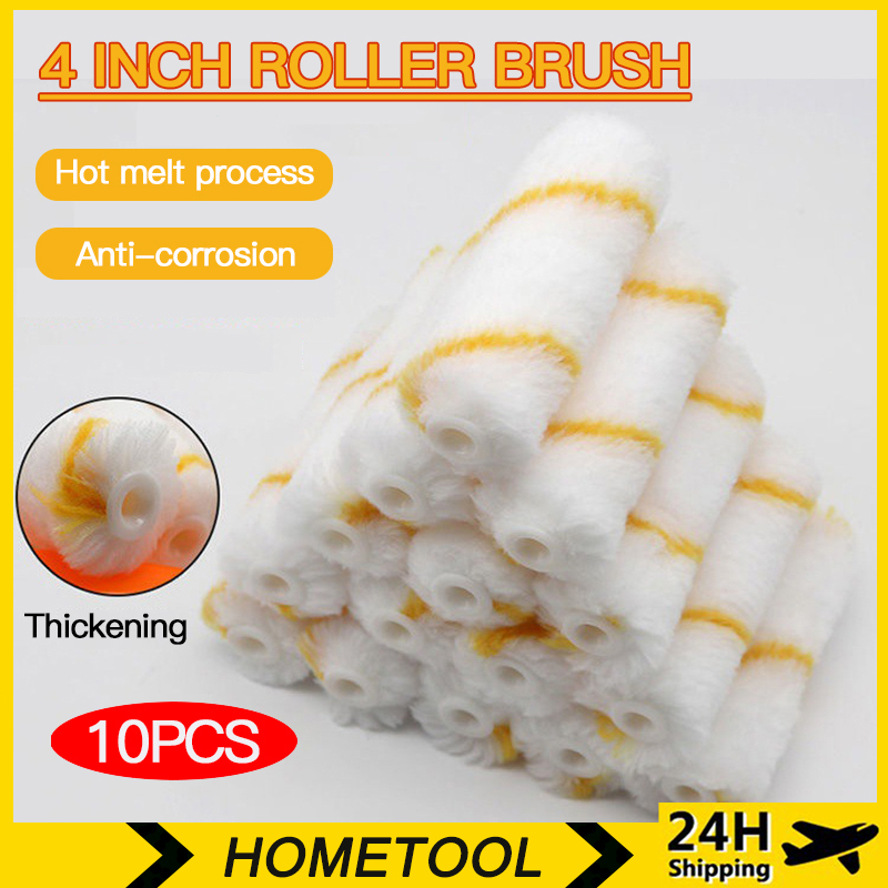 10PCS 4" Roller Refill Handle Paint Roller Painting Brush Tool Painting
