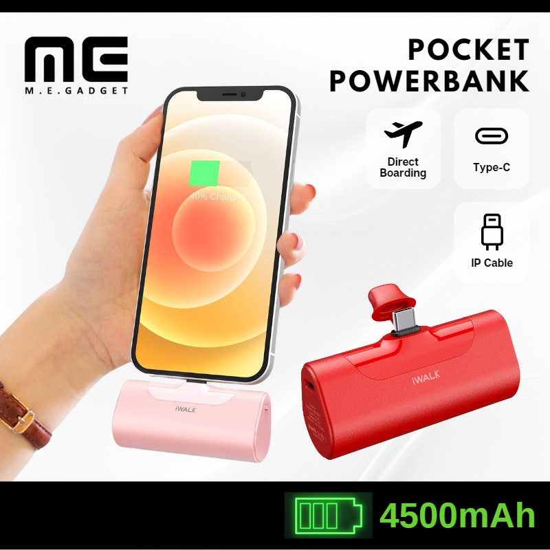 Ready Stock Iwalk Mini Powerbank Mah Built In Plug Charge Portable Pocket Powerbank