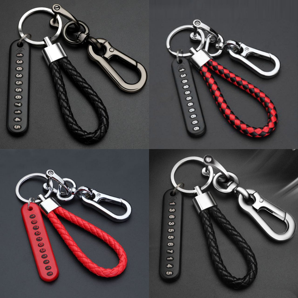 Car Keychain Rope Leather Rainbow Colour Phone Number Holder Alloy ...