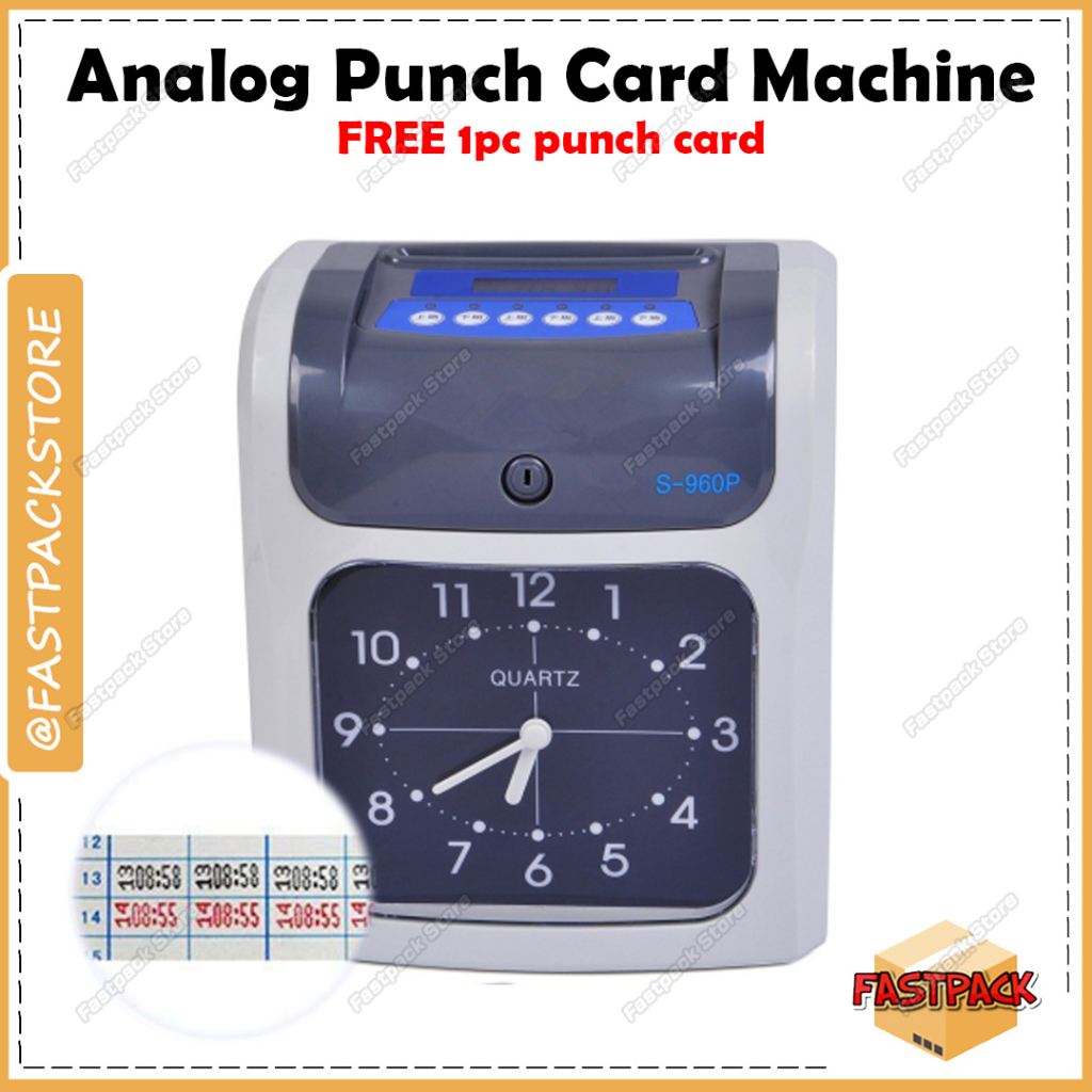 Aibao Punch card Machine Time Recoder(Analog) S960P FREE 1pc Punch