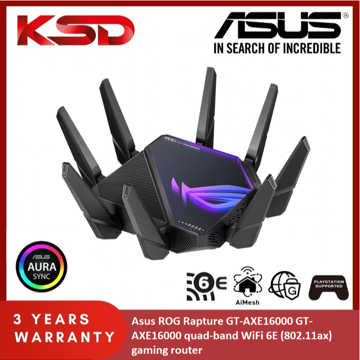 Asus ROG Rapture GT AXE16000 Quad Band WiFi 6E 802 11ax Gaming Router Shopee Malaysia