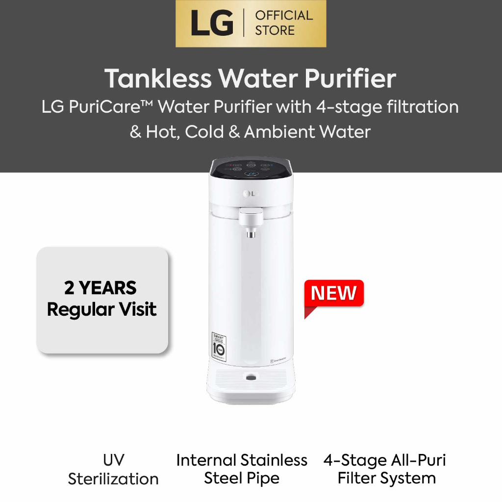 LG PuriCare Tankless Water Purifier WD517AN with 4Stage Filtration Hot Cold Ambient Water
