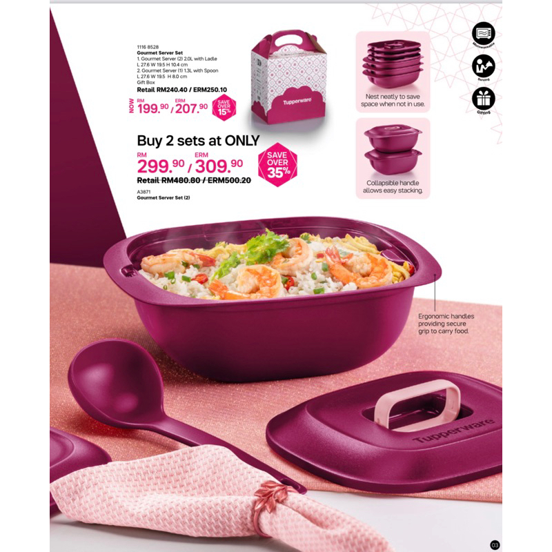 Tupperware Gourmet Server Set 1set 3pcs Shopee Malaysia