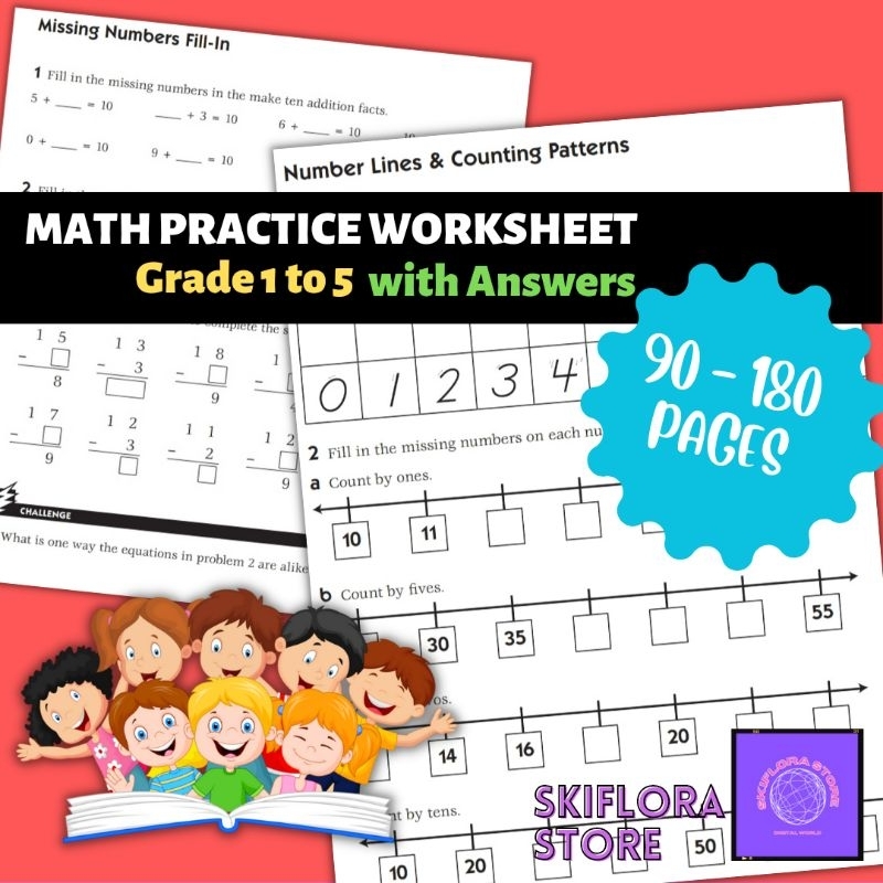 [SS210] Math Practice Worksheet Grade 1 to 5 Primary Students Printable ...