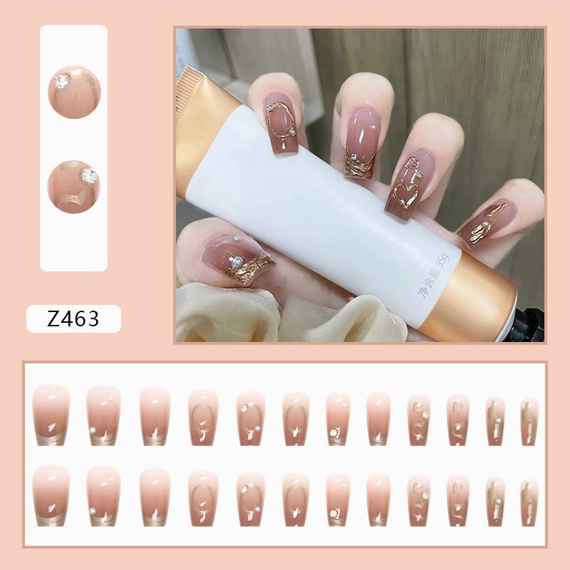 【Free gift】24 Pcs Matte Fake Nails full set For lovely Waterproof ...