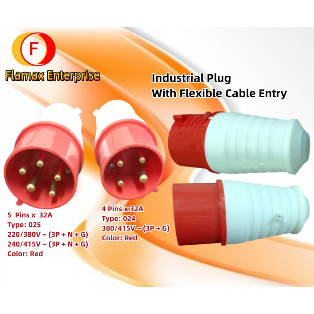Industrial Plug With Flexible Cable Entry (4 Pins x 32A, 5 Pins x 32A) Shopee Malaysia