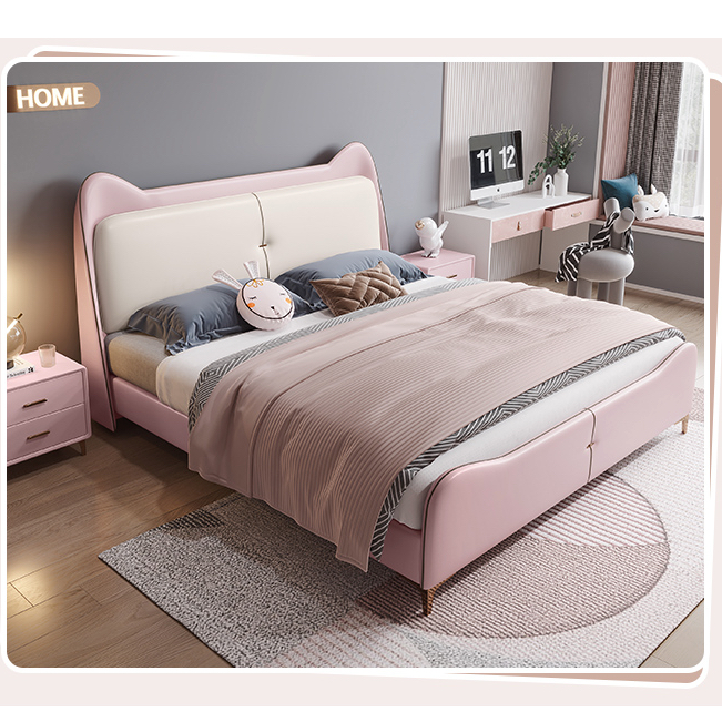 Solid Wood Bed Frame With Headboards For Children Adult Soft Cushion ...