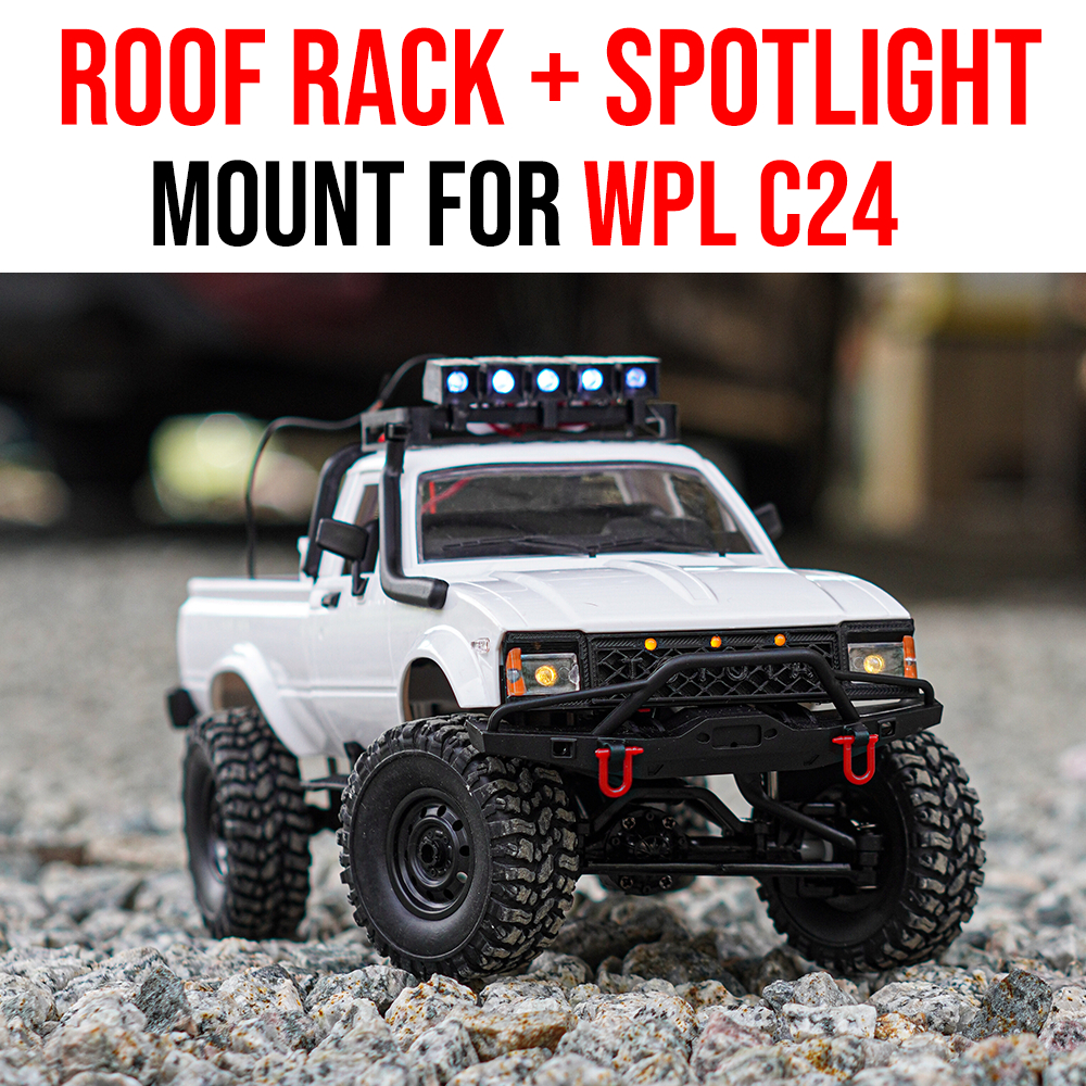 WPL C24 Roof Rack With LED Spotlight Lightbar Mount Dummy 5mm Hole ...