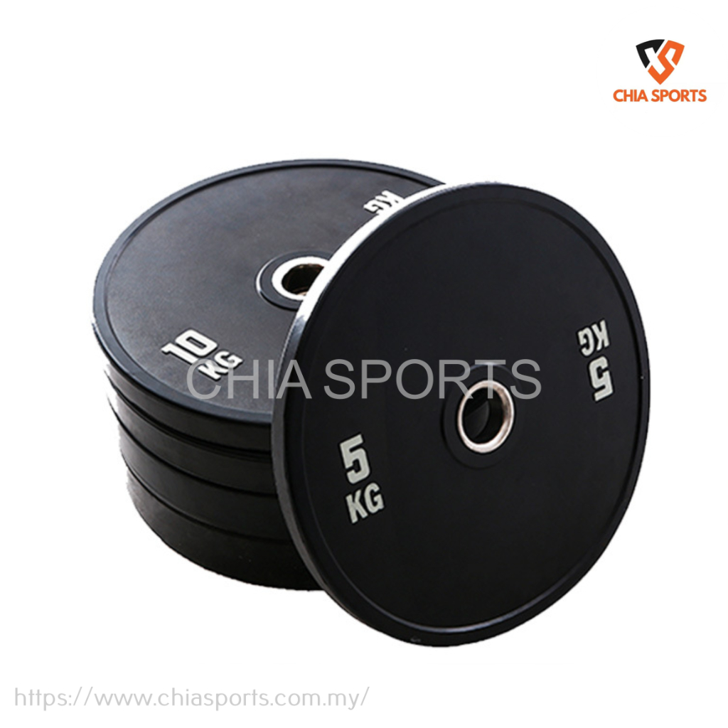 BLACK RUBBER Bumper Plate 5KG 50mm Olympic Weightlifting Bodybuilding