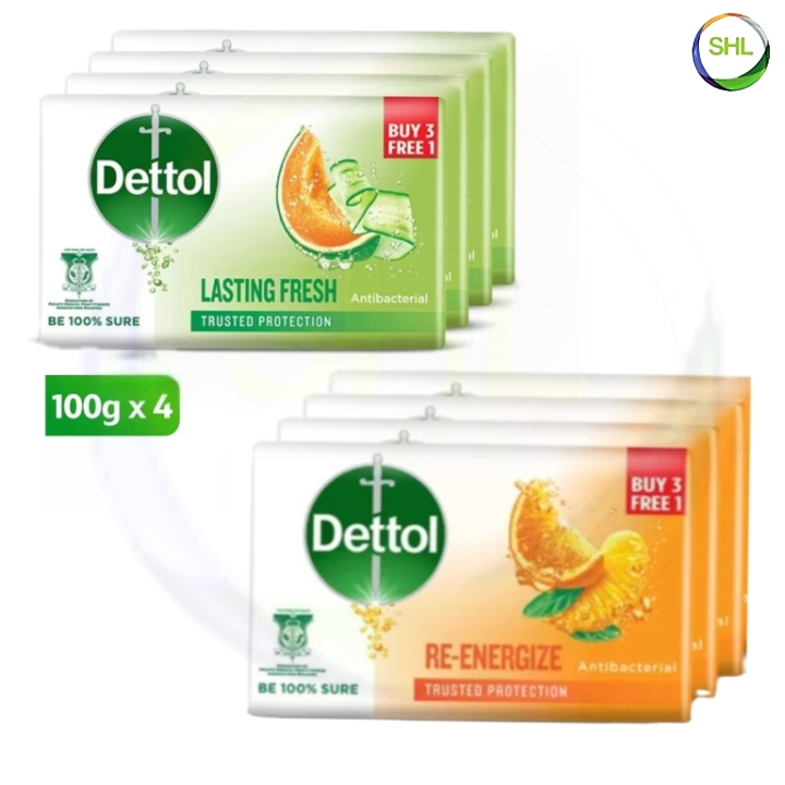 Dettol Original Buy 3 Free 1 100g Antibacterial Bar Soap Kills 999 Virus Germs Sabun Buku 7013