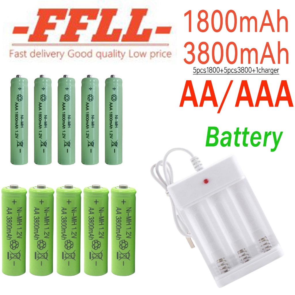 10Pcs AA aa aaa AAA Battery 3A 2A 1.2V Ni-MH AAA Rechargeable Battery ...