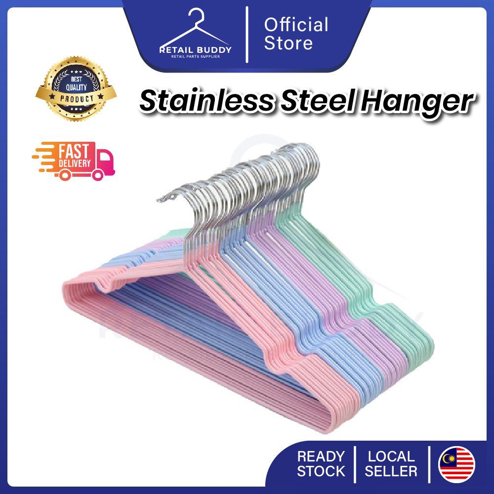 Premium Stainless Steel Hangers Rubber Coating Anti Slip Hanger Baju ...