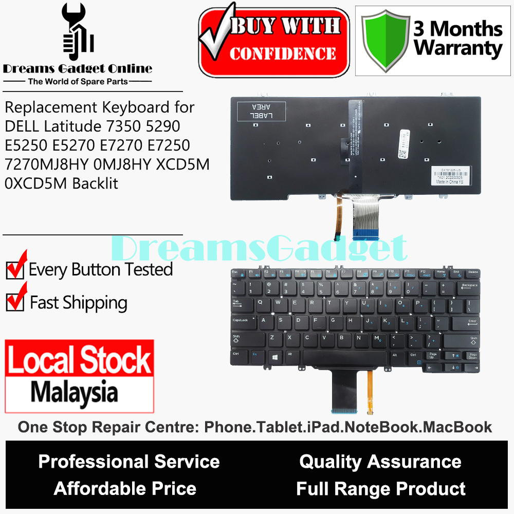 Replacement Notebook Keyboard for DELL Latitude 7350 5290 E5250 E5270 ...