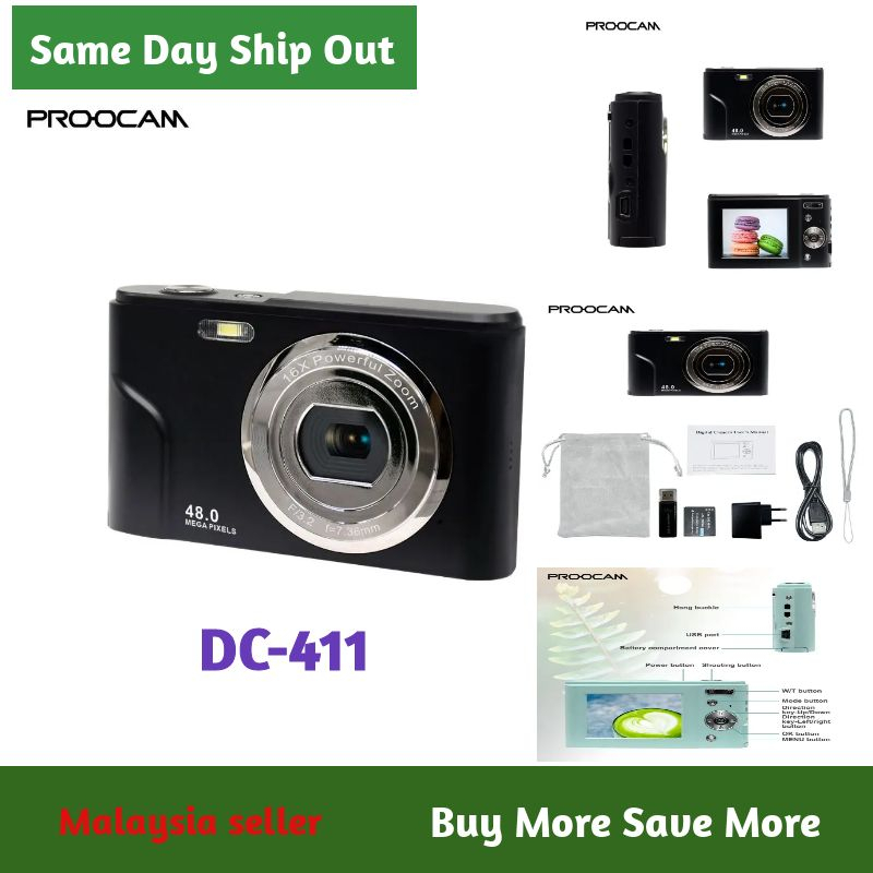 NEW DC-411 Screen 48MP1080P 2.4 inch IPS 16X Zoom Auto Focus Self-Timer ...