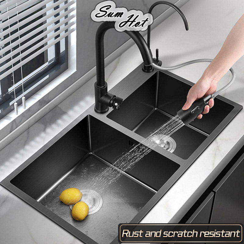 NANO Kitchen Sink 304 Stainless Steel Sinki Dapur Double Sink Bowl ...