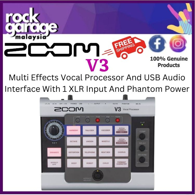 Zoom V3 Multi Effects Vocal Processor And USB Audio Interface With 1