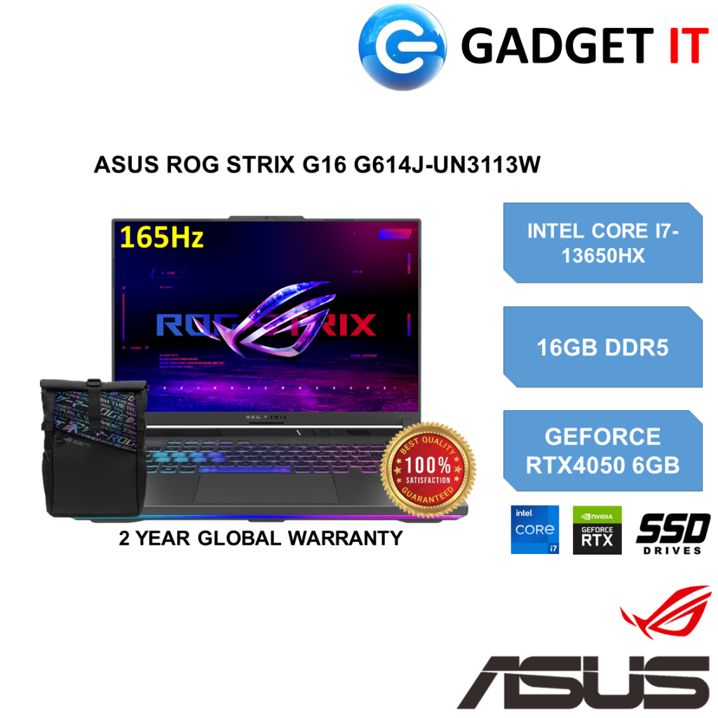 Asus Rog Strix 2023 G16 G614j Un3113w G614j Un3114w Gaming Laptop I7 13650hx16gb 512gb 4935