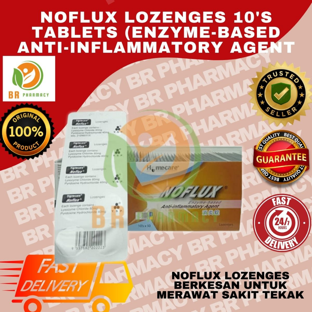 Noflux Lozenges 10's tablets (EXP 9/24) (Enzyme-based Anti-inflammatory ...