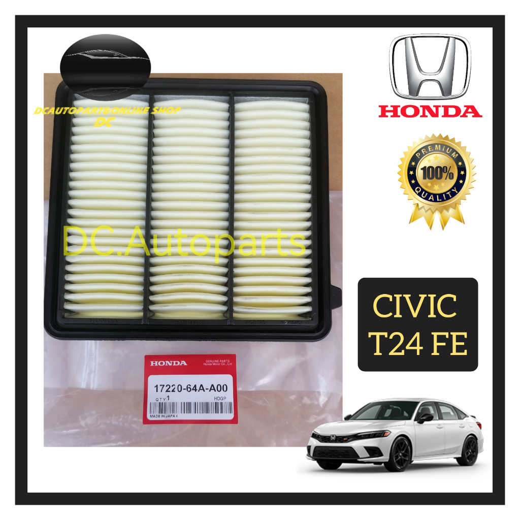 HONDA AIR FILTER CIVIC NEW T24 FE 2022Y MADE IN THAILAND 11 GENERATION ...