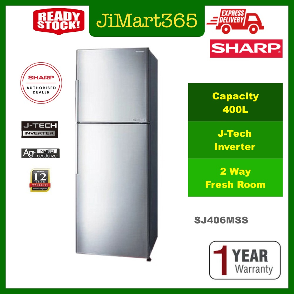 Sharp 400L J-Tech Inverter 2 Door Refrigerator SJ406MSS | Shopee Malaysia