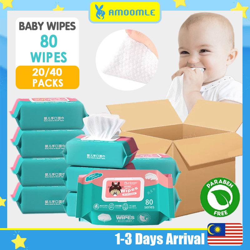 40Packs Premium Baby Wipes Baby wet tissue (NonAlcohol, Parabens Free