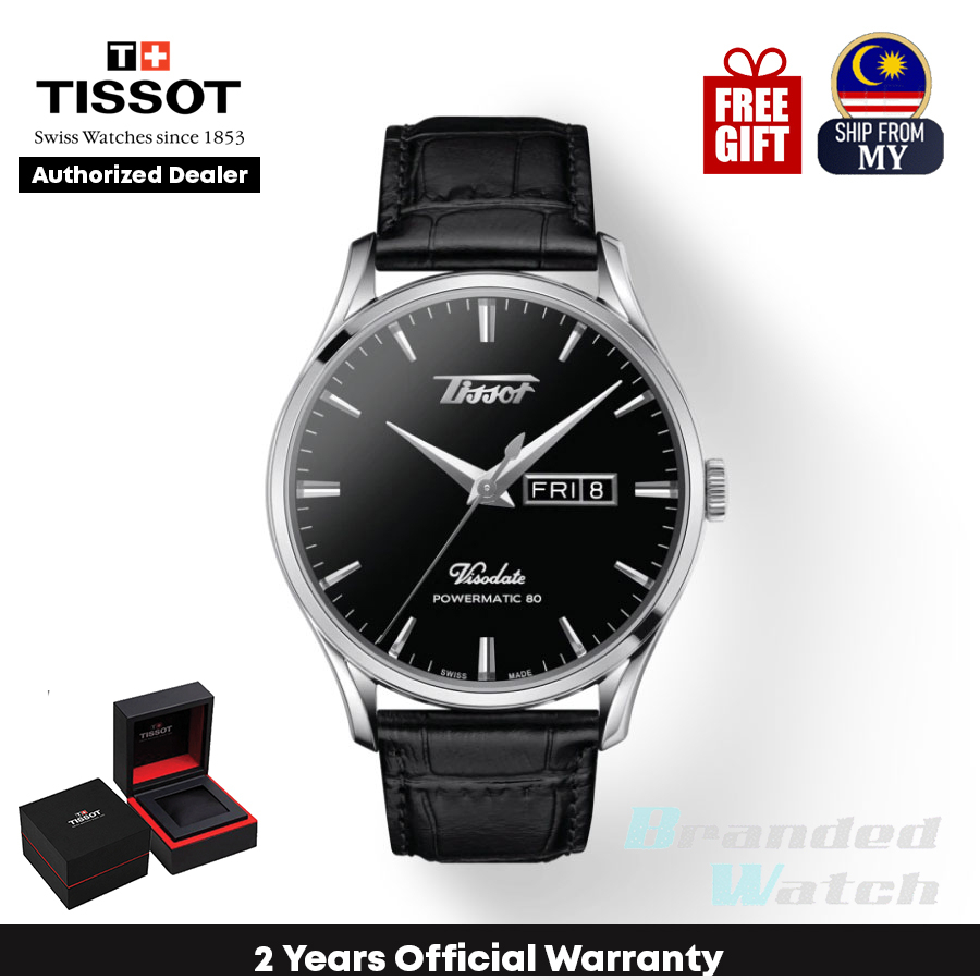 Official Warranty Tissot T118.430.16.051.00 Men s Tissot Heritage Visodate Powermatic 80 Leather Watch T1184301605100