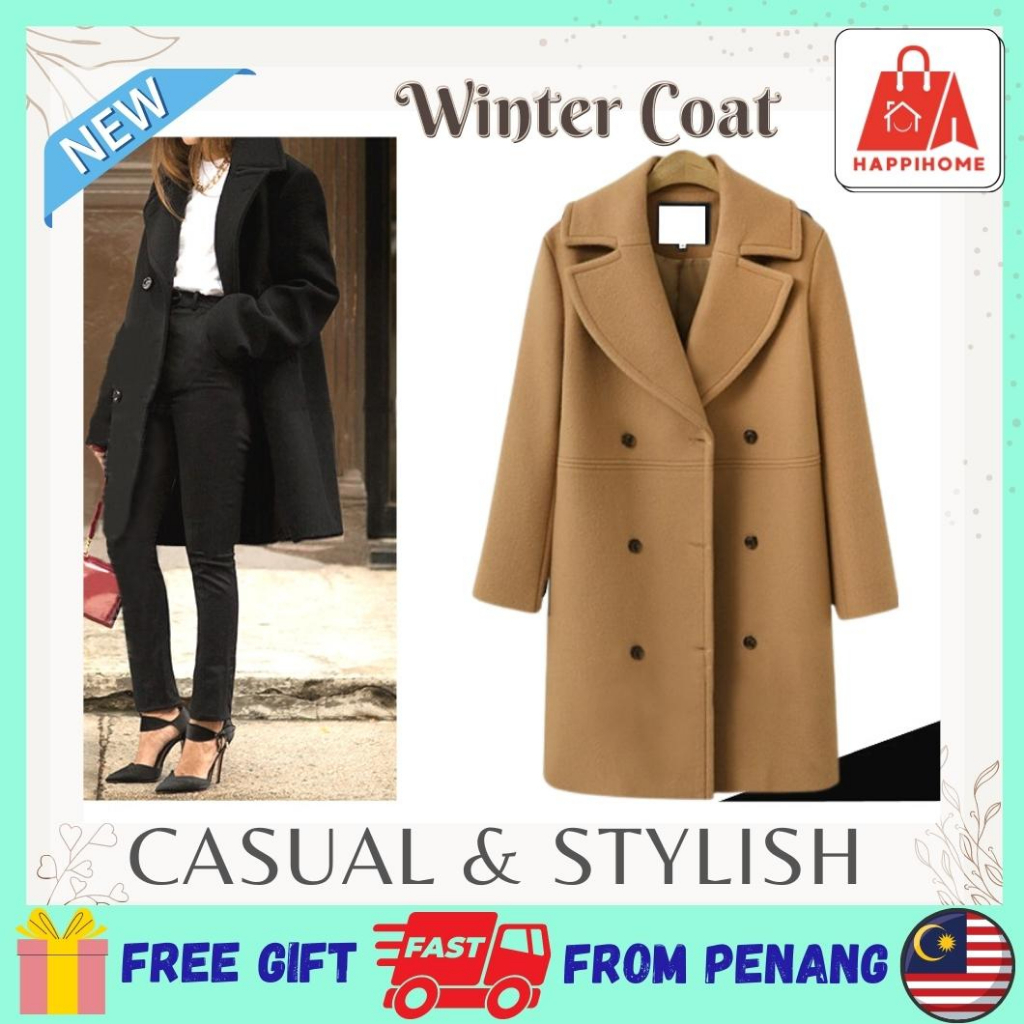Long Winter Wool Trench Coat Woman Baju Autumn Winter Jacket Plus Size ...