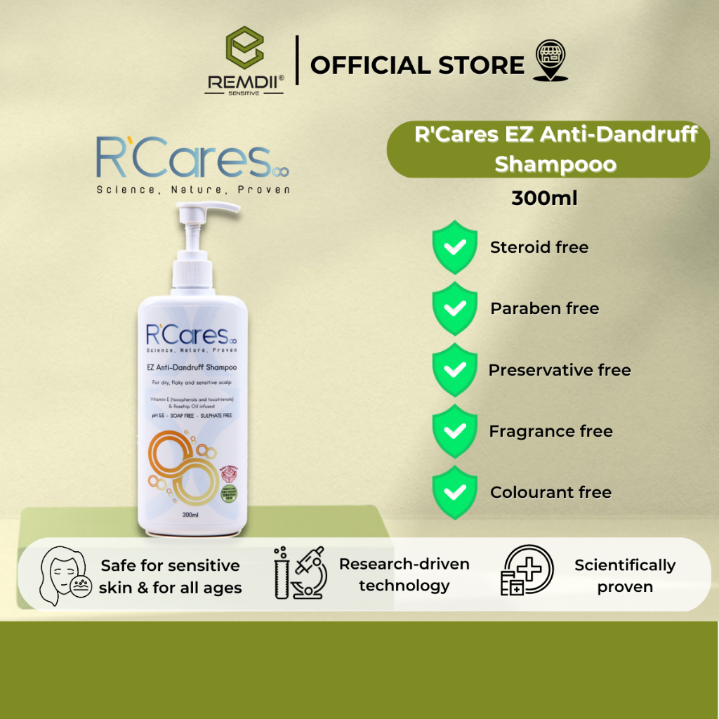 R'Cares EZ AntiDandruff Hair Shampoo (300ml) for dry, flaky, sensitive