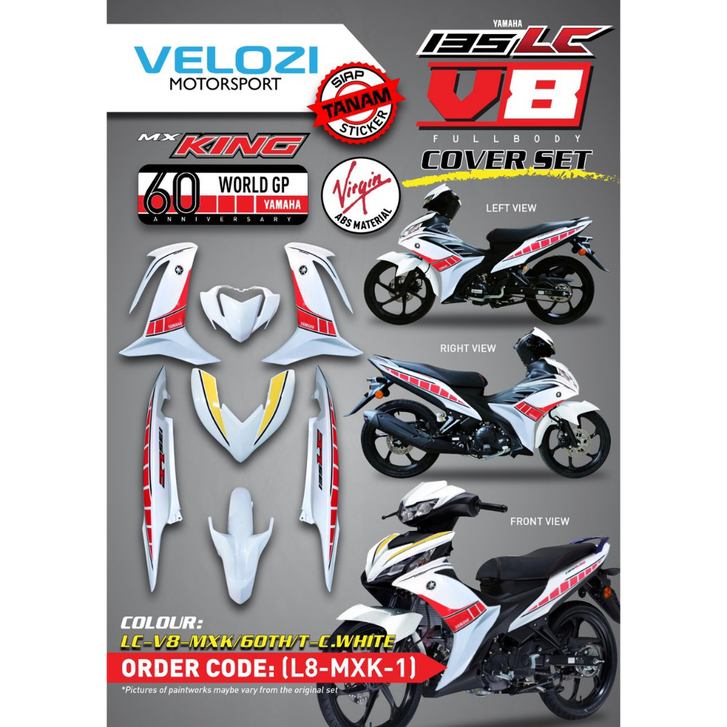 Motorcycle Coverset Bodyset Lc Lc V Anniversary Th Crystal White Fuel Injection Fi Yamaha