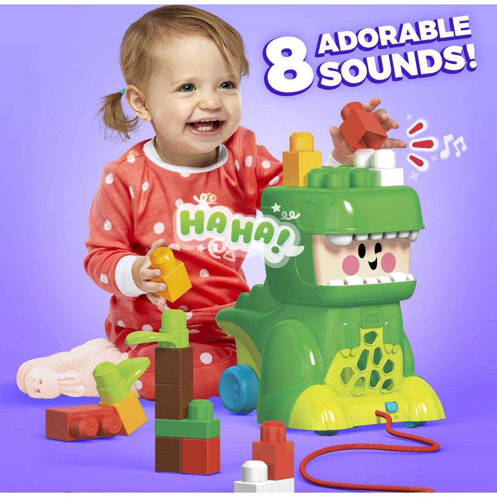 Kid toy boy girl MEGA BLOKS Jammy Stackers TRex Toy Block Building Set