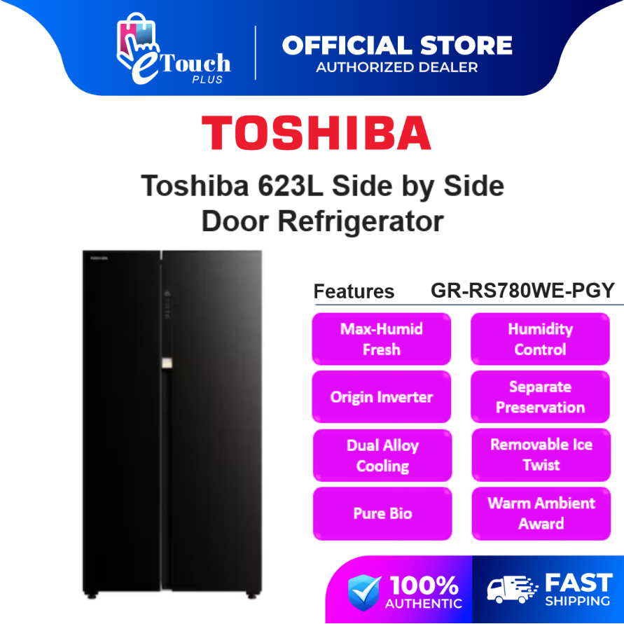 Toshiba Side by Side Refrigerator Dual INVERTER Fridge with Water