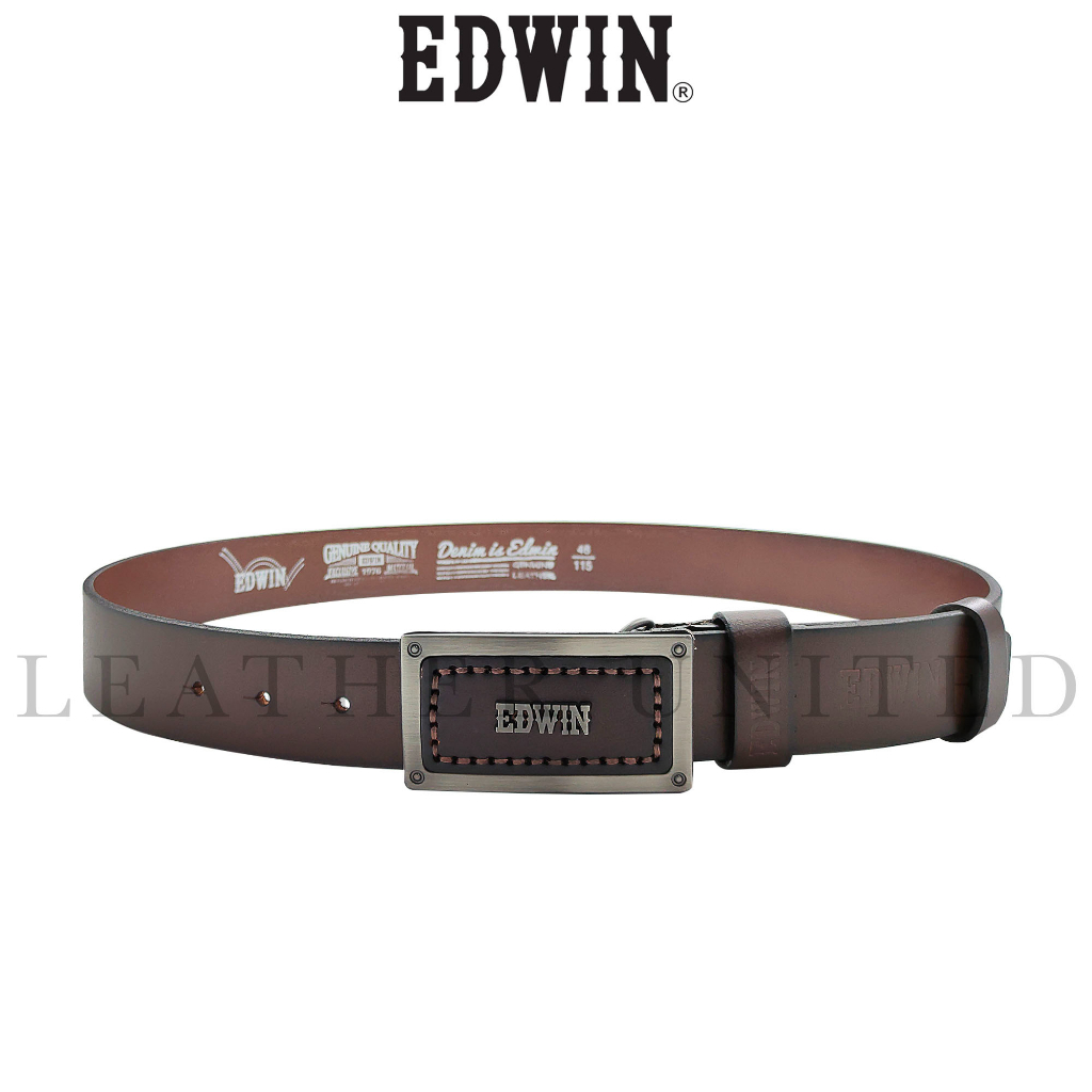 𝗘𝗗𝗪𝗜𝗡 𝗖𝗢𝗟𝗟𝗘𝗖𝗧𝗜𝗢𝗡 Genuine Top Grain Leather 35MM Vintage Logo Pin Buckle ...