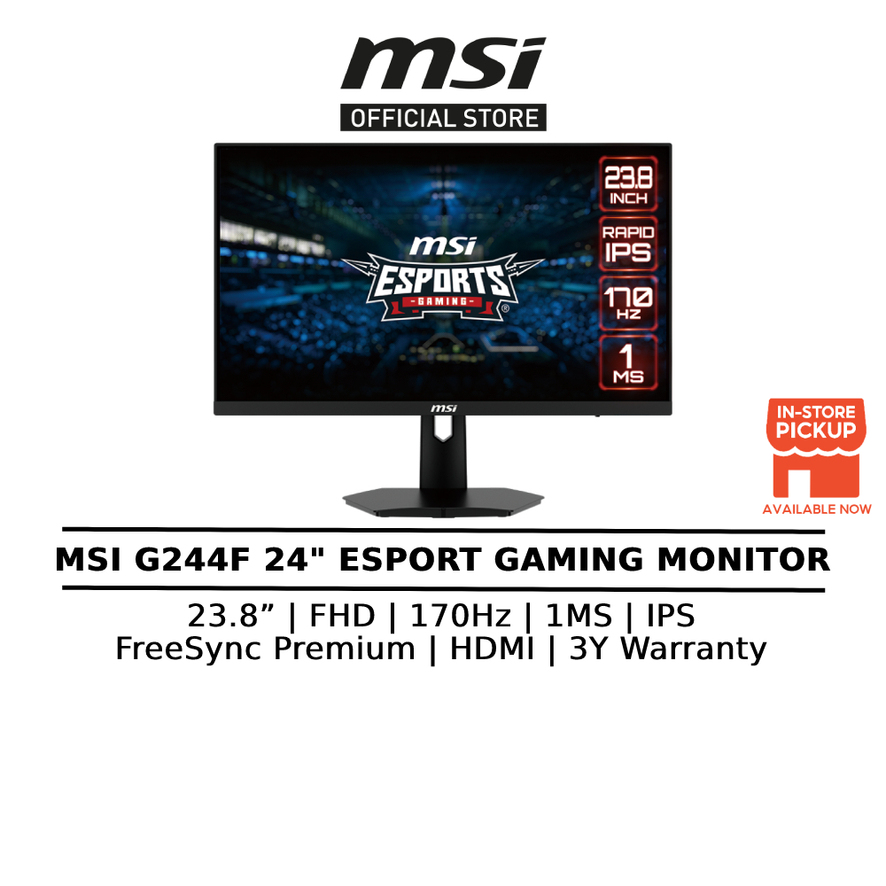MSI OPTIX G244F (23.8" FHD / 170HZ / 1MS GTG / RAPID IPS / AMDFREE