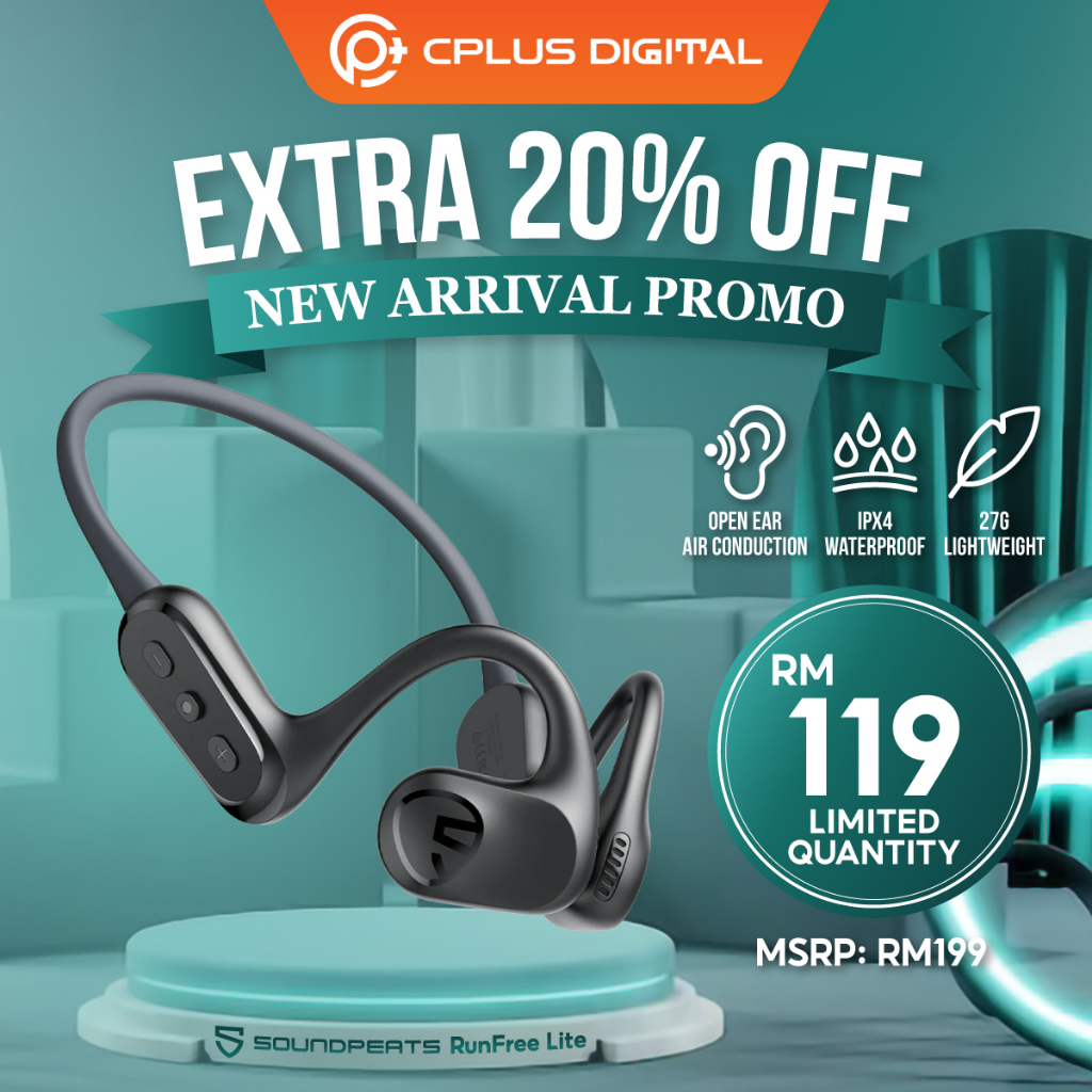 SoundPEATS RunFree Lite Bluetooth 5.3 Sports Air Conduction Open Ear