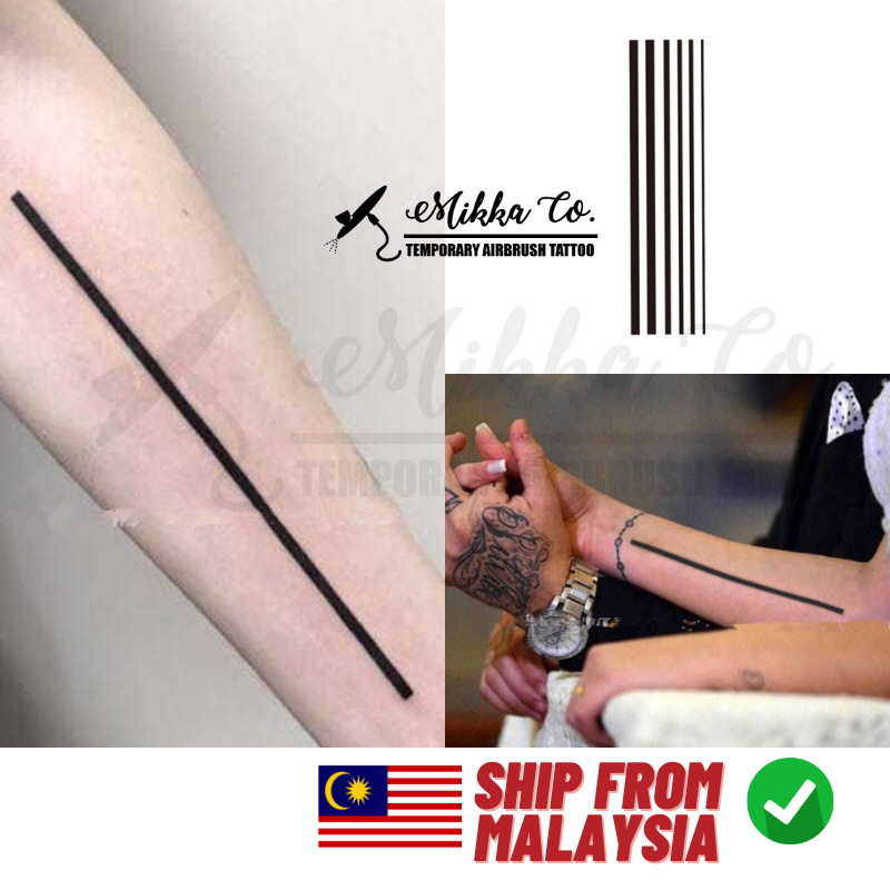 Straight Line Temporary Tattoo Sticker 18cm Black Stripe Fake Tatoo ...