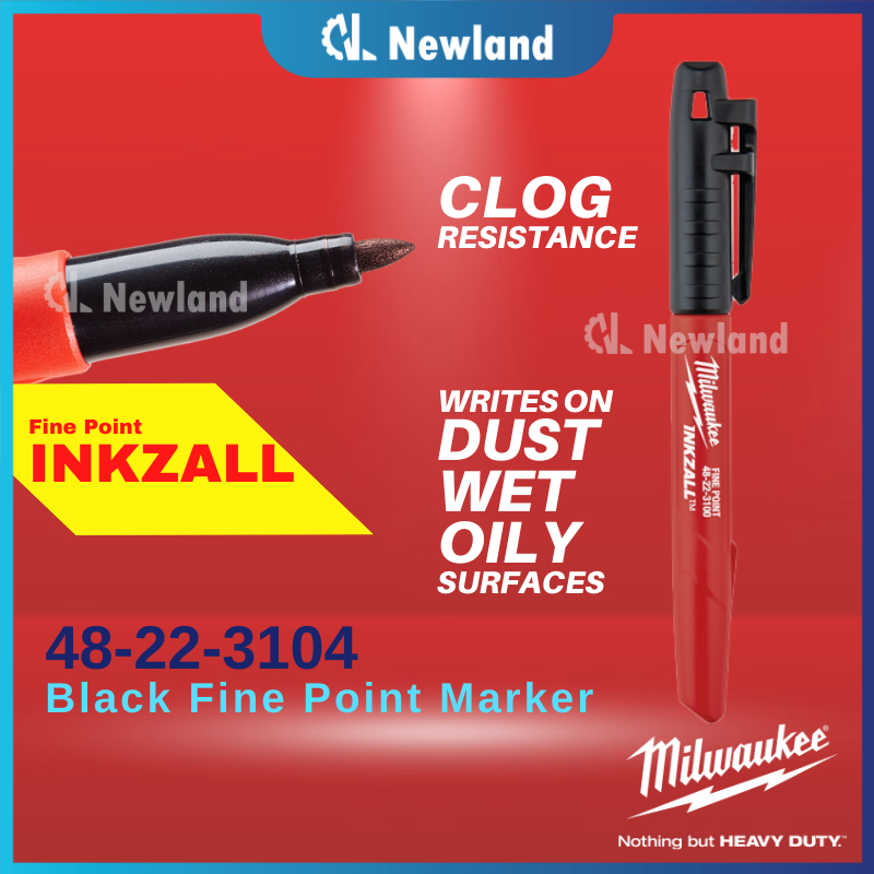 Milwaukee 48-22-3104 - INKZALL Black Fine Point Marker, 4 Pack