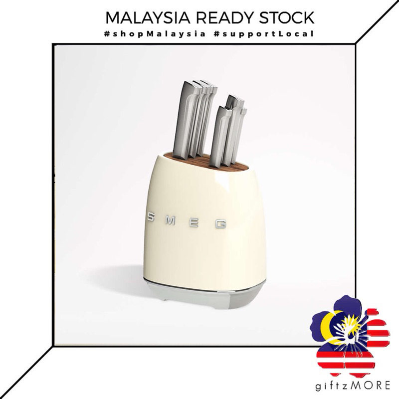 7 Pcs Knife Block Set SMEG White Shopee Malaysia