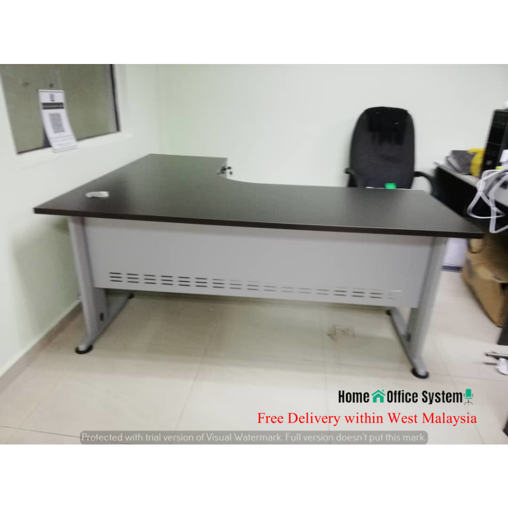 L Shape Office Table with 4D Pedestal + J Shape Metal Leg (5 X 5 and 6 ...