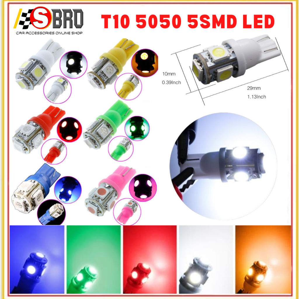 10/20/30/50 PCS T10 W5W LED Bulbs For Car Interior Dome Maps Reading Door Trunk Lights 12V 5050-5SMD 7000K White Red Yellow Blue - 34