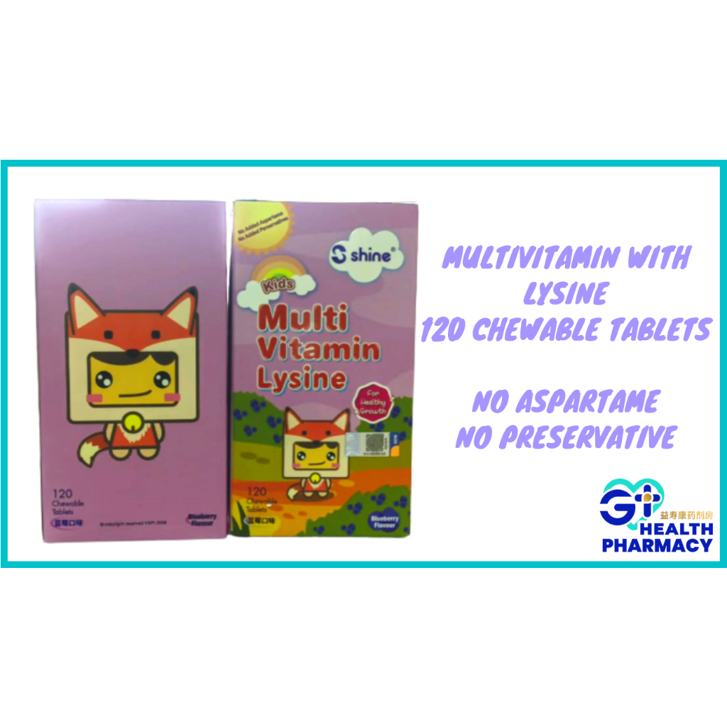 Shine Junior Multivitamin with Lysine Blueberry Chewable Tablet 120's
