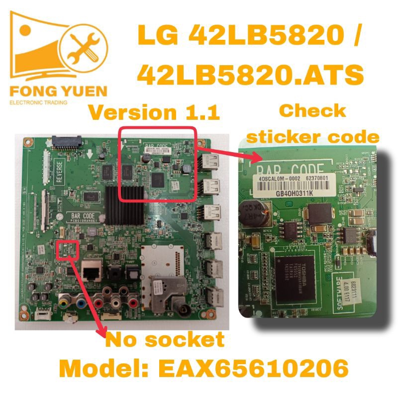 LG TV MAIN BOARD 42LB5820 / 42LB5820.ATS (Multi versions) Shopee Malaysia