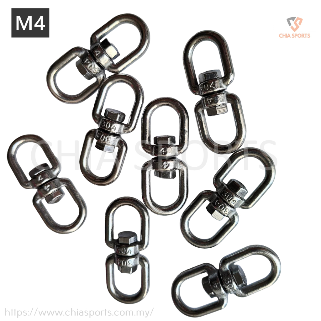 Stainless Steel 304 Double Swivel Eye Hook M4 Shackle Chain Rigging