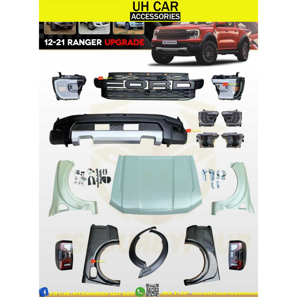FORD RANGER T6 T7 T8 CONVERT TO T9 RAPTOR BUMPER FENDER BODYKIT HEAD ...