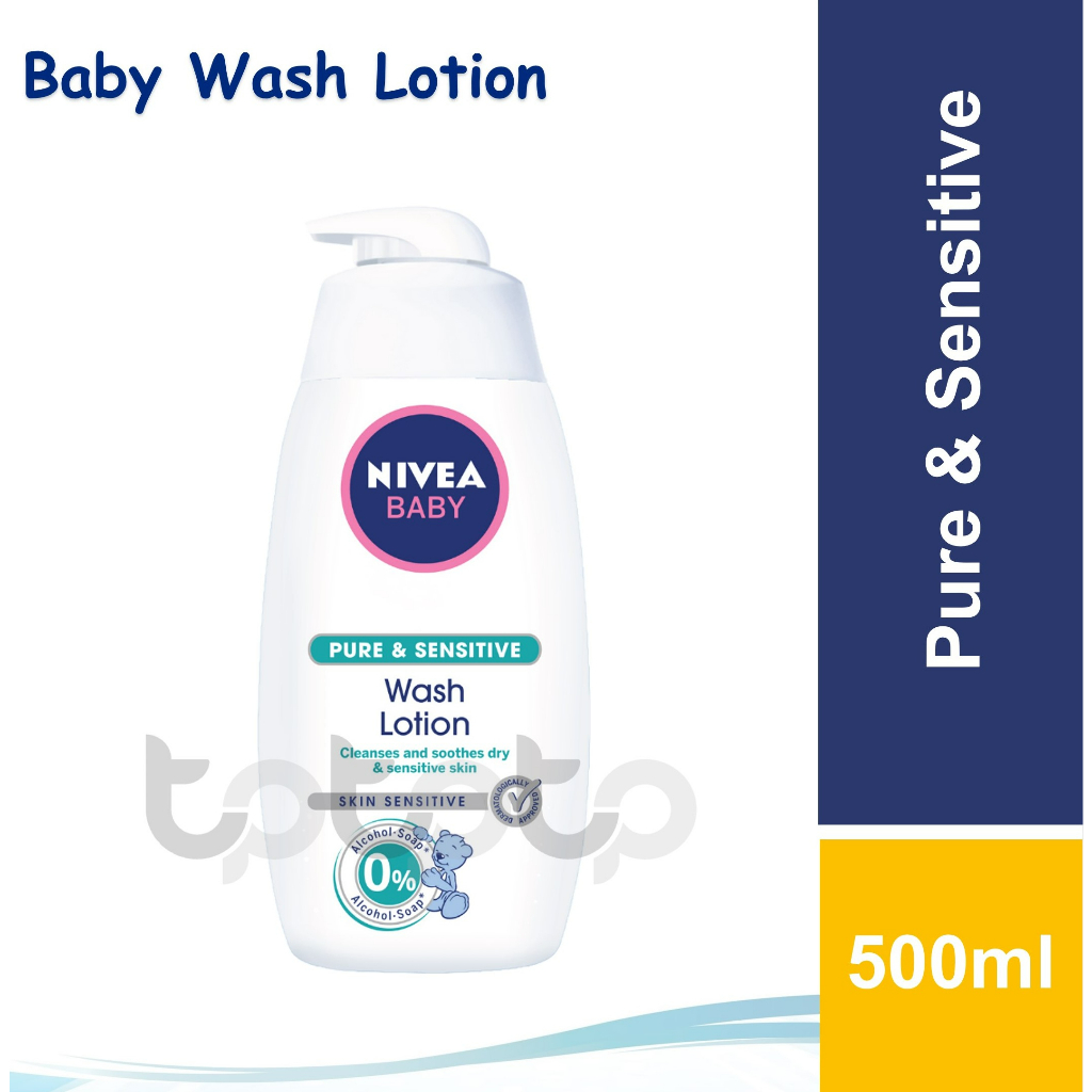 NIVEA Baby Head To Toe Shampoo & Bath 500ml / Baby Pure & Sensitive Wash Lotion 500ml Shopee