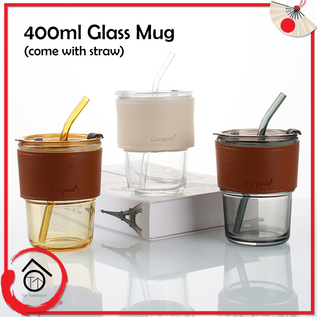 Tomoso 400ml Glass Mug With Straw Cup With Glass Straw Shopee Malaysia 7127