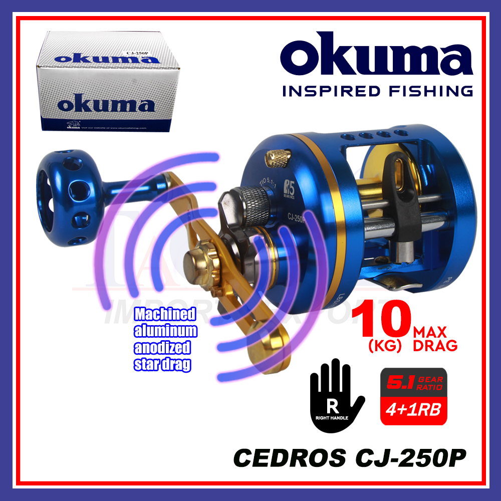CLEARANCE] Okuma Cedros CJ250P Trolling Round Baitcast Saltwater Reel Drum  Right Handle Mesin Pancing