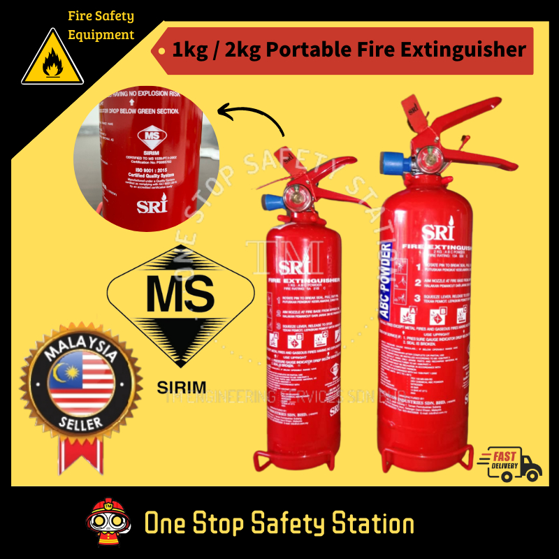 【Ship from JOHOR】SIRIM/BOMBA APPROVED 1kg or 2kg Fire Extinguisher
