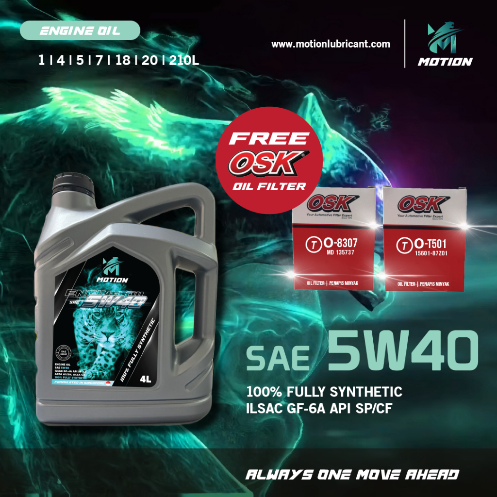 MOTION 5w40 4L API SP Fully Synthetic Engine Oil Car Lubricant Minyak