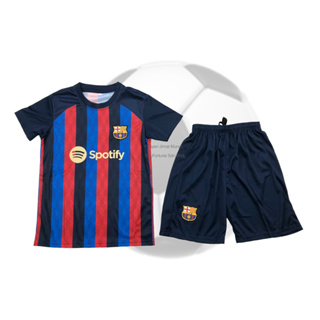 New Retro All Barcelona Messi Jersey Children's Football Jersey Set for  Kids Football T-Shirt for Children Shorts and Socks Quick Dry Breathable  Soccer Kit 21 22 23 Home Away Sports Suit :